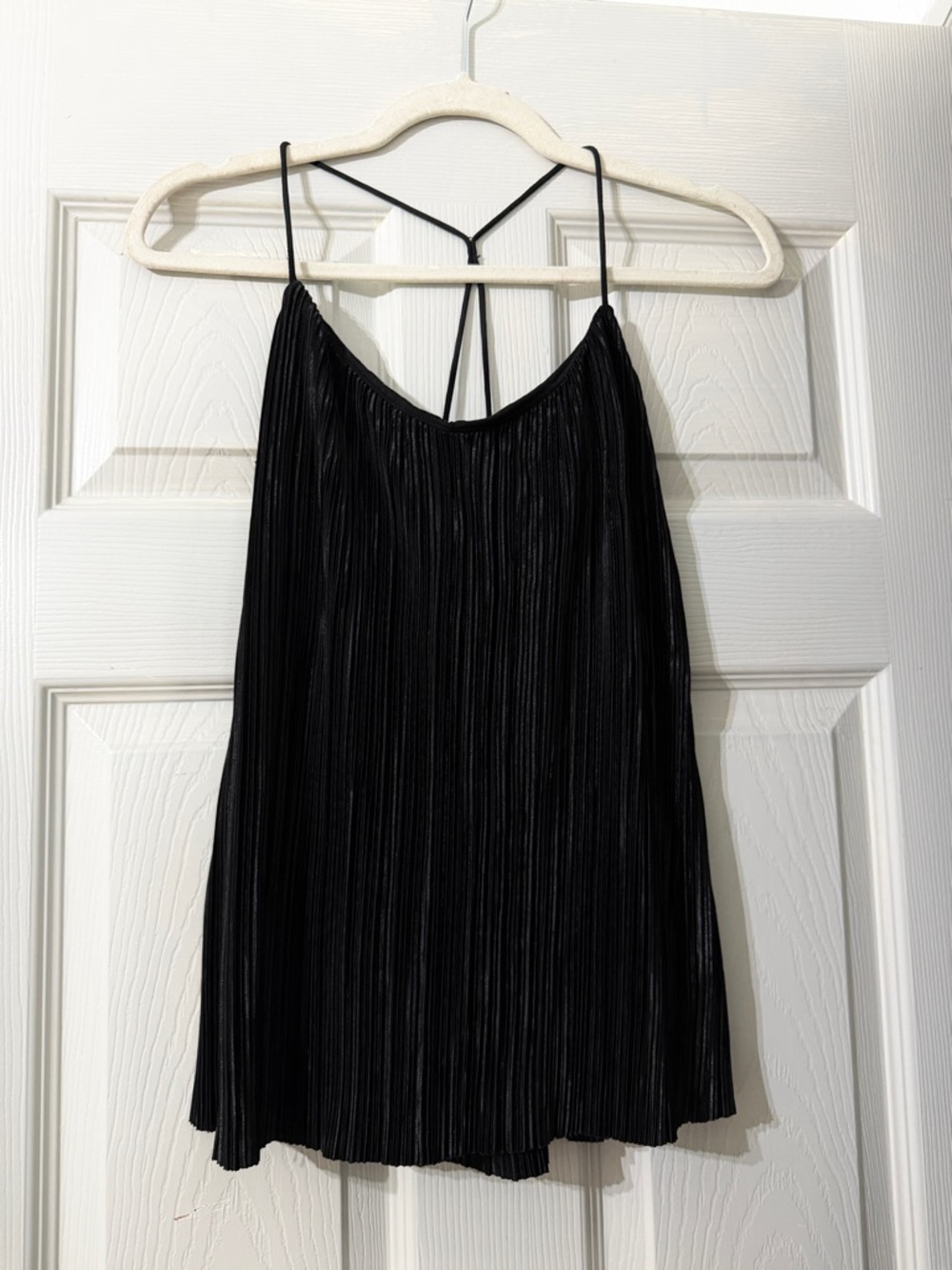 H&M Black Pleated Cami with Strappy Back